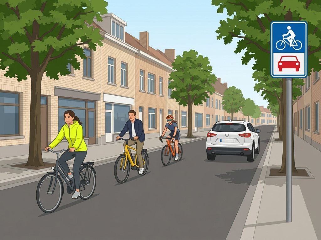 Bike street: cyclists first, cars are guests.
