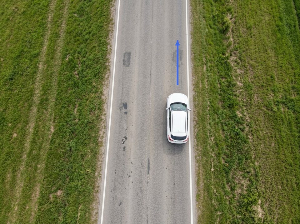 Drivers must stay as far to the right of the carriageway as possible. The white crossover SUV correctly follows the right side rather than driving in the middle.