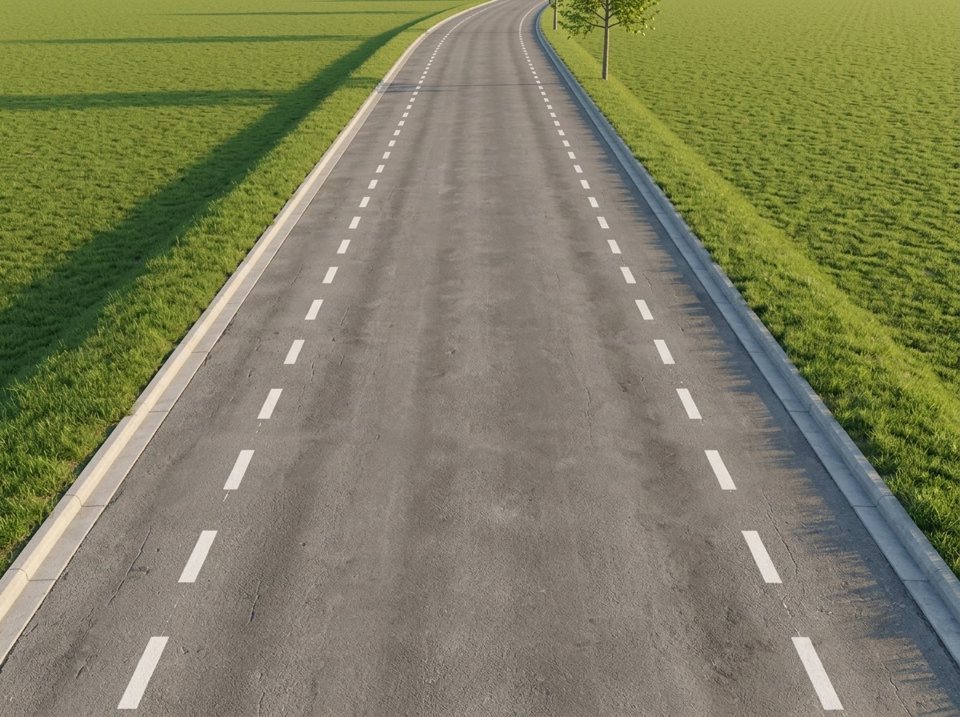 On a central road, cars use the middle lane demarcated by two parallel broken white lines. Drivers may move onto the side lanes to cross or pass, provided they do not hinder other road users.