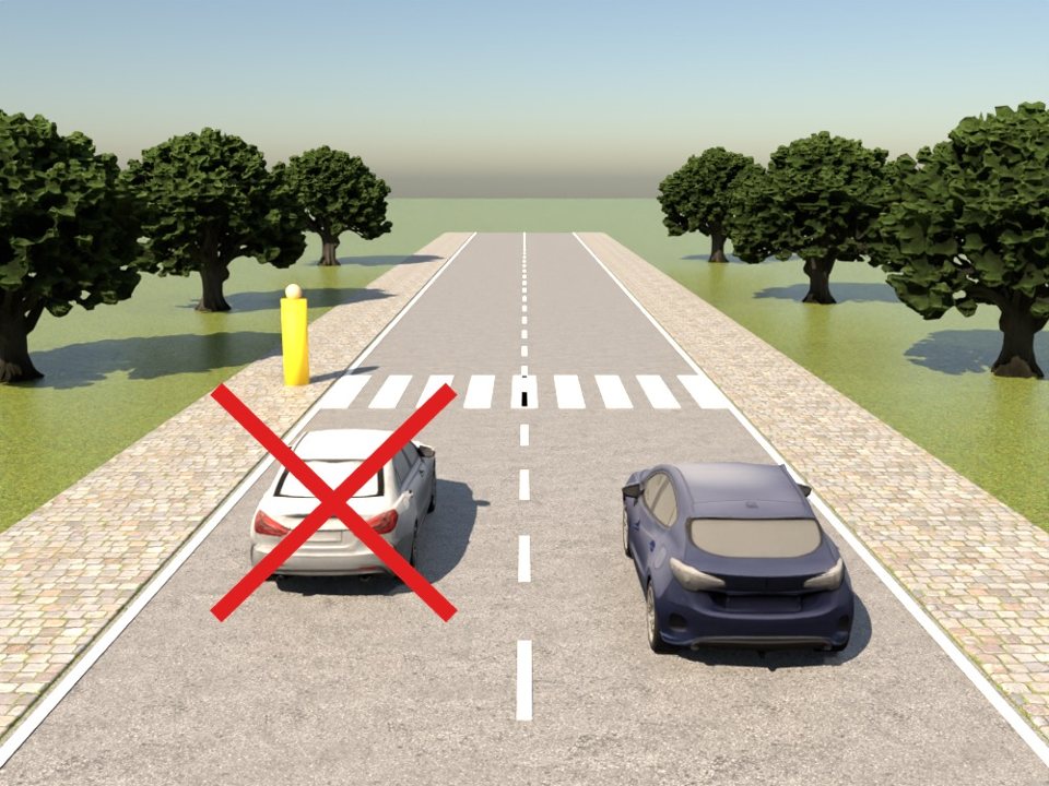 You may not overtake a driver on the left who slows down or stops in front of a zebra crossing. What the driver of the grey car is doing is strictly forbidden.