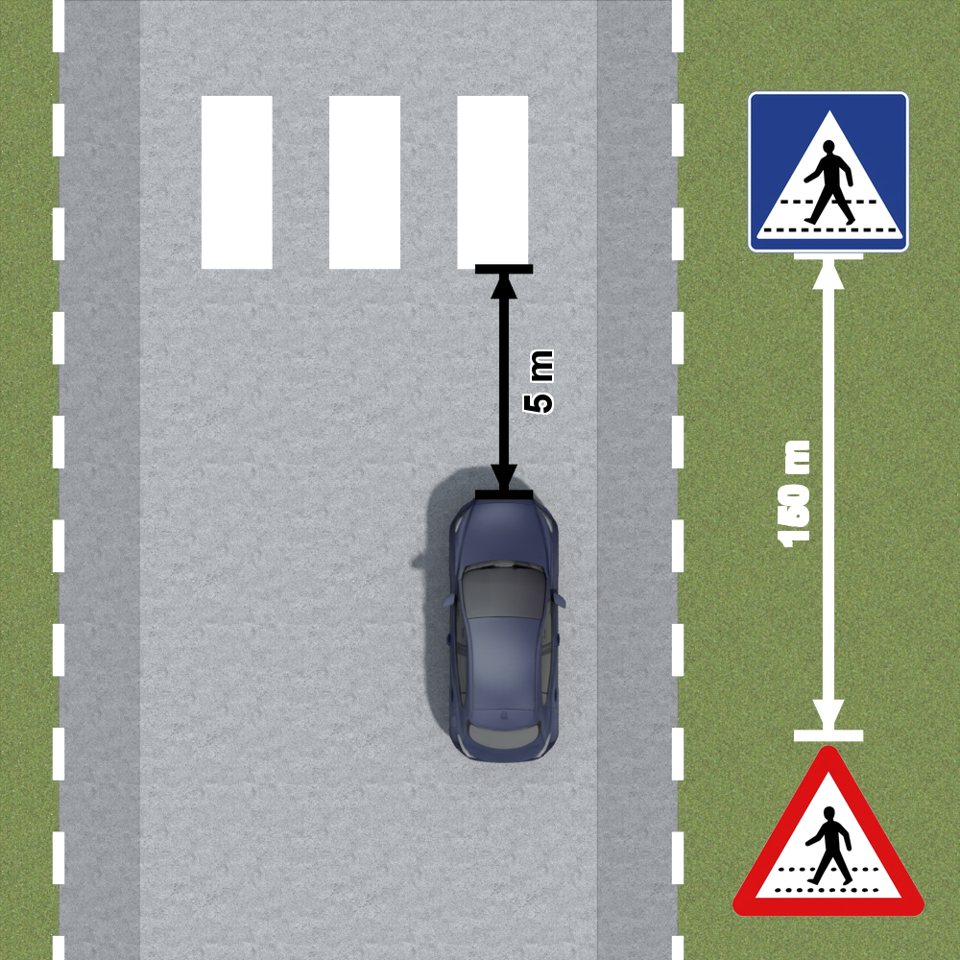 You may not be stationary or park on the road within 5 metres before a pedestrian crossing.